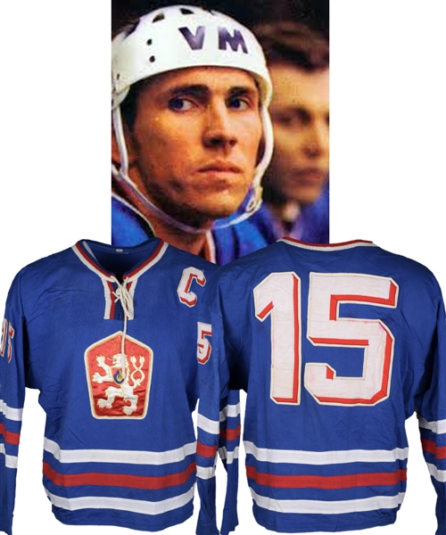 Josef Cernys 1970 World Championships Czechoslovakia National Team Signed Game-Worn Captains Jersey