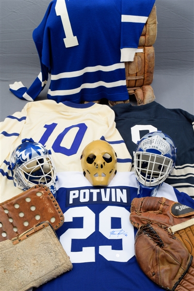 Toronto Maple Leafs "Man Cave" Collection of 11 with Goalie Masks, Jerseys and Equipment