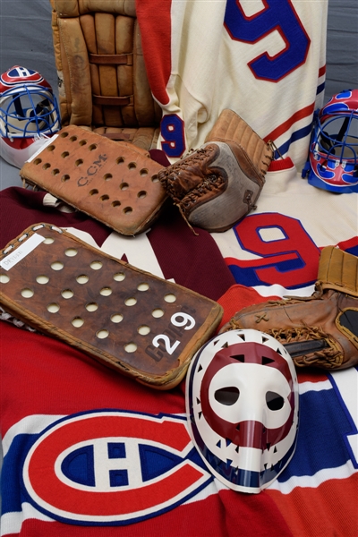 Montreal Canadiens "Man Cave" Collection of 13 with Goalie Masks, Jerseys and Equipment
