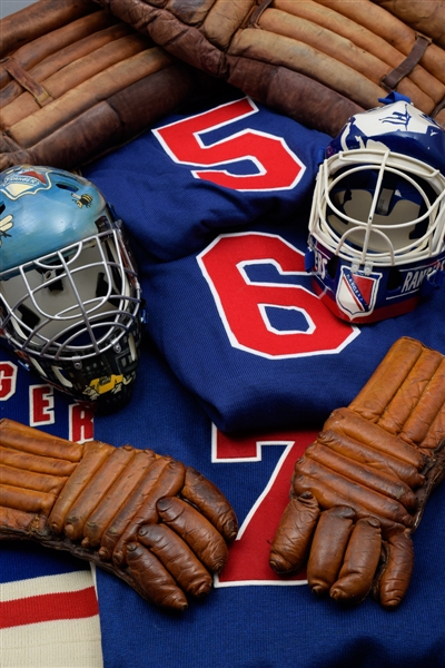 New York Rangers "Man Cave" Collection of 11 with Goalie Masks, Jerseys and Equipment