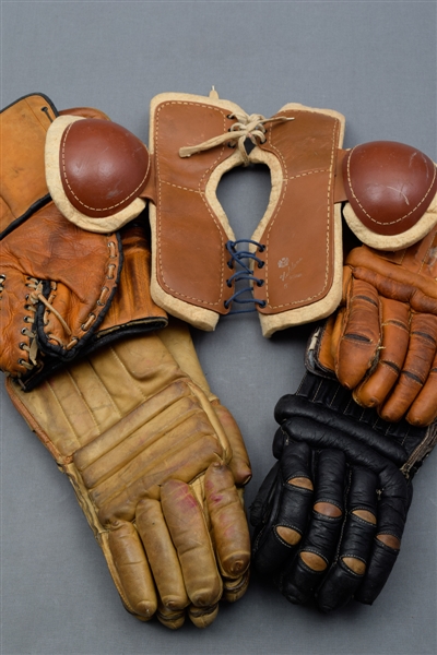 Vintage Leather Hockey Glove Pairs (7) and Assorted Equipment - Evolution of the Glove!