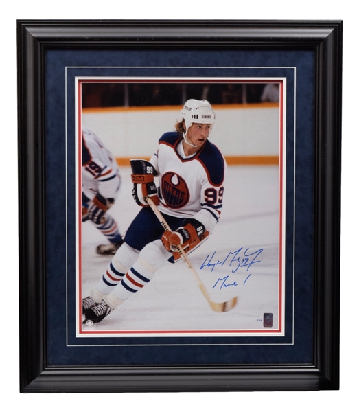 Wayne Gretzky Edmonton Oilers Signed "Game 1" Limited-Edition Framed Photo #3/99 from WGA (25 ½” x 29 ½”)