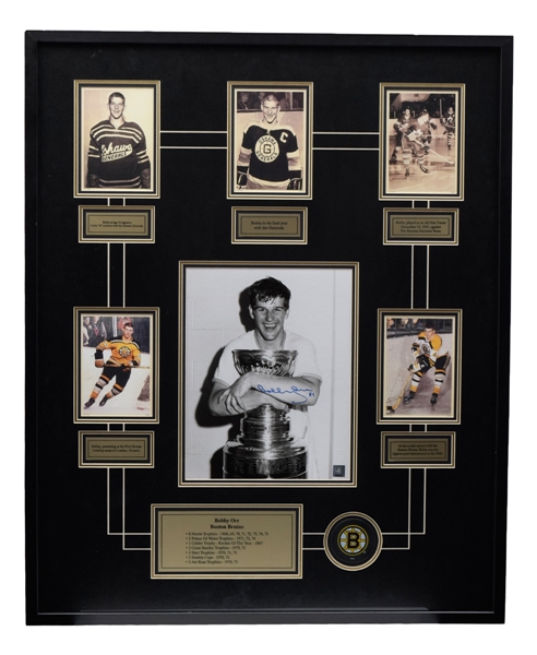 Bobby Orr Boston Bruins "Career" Signed Framed Photo Display with GNR COA (31" x 38")