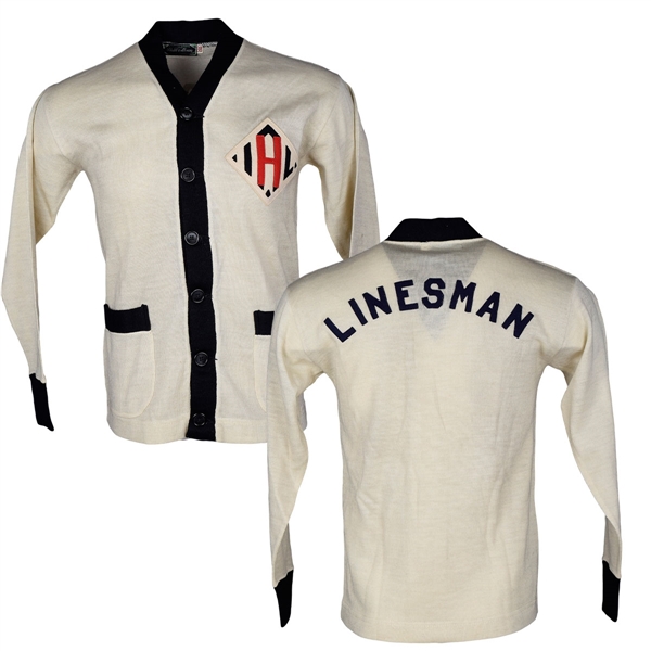 Superb Circa 1940s International Hockey League IHL Linesman Wool Cardigan
