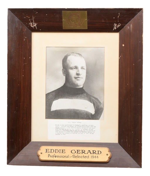 Eddie Gerard and Frank Nighbor Ottawa Senators International Hockey Hall of Fame Display Plaques and Framed Roll of Honour Displays