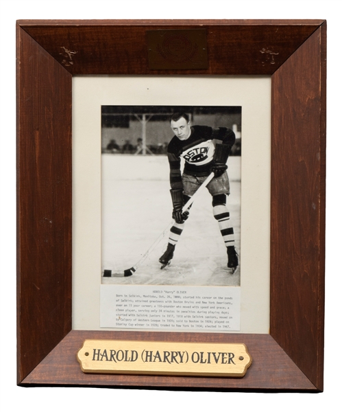 Boston Bruins 1920s/1930s Greats International Hockey Hall of Fame Display Plaque Collection of 5 with Oliver, Stewart and MacKay