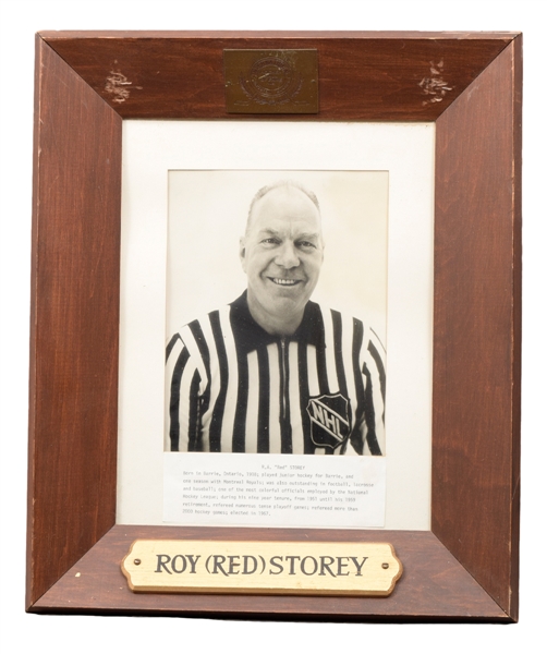 NHL Referees 1930s/1960s International Hockey Hall of Fame Display Plaque Collection of 6 with Ion, Smeaton, Chadwick and Hewitson