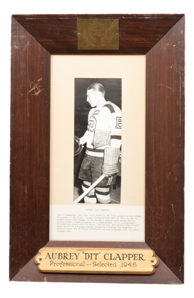 Boston Bruins 1938-39 Stanley Cup Champions International Hockey Hall of Fame Display Plaque Collection of 3 with Clapper, Weiland and Cowley