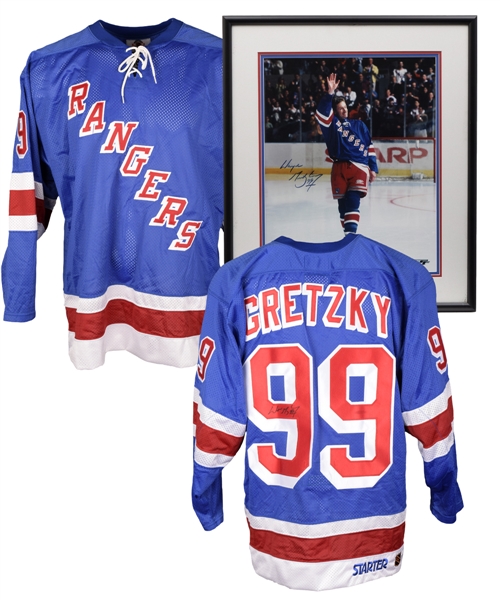 Wayne Gretzky Signed New York Rangers Jersey and Signed "Last Game" Framed Photo (23" x 27")