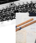 Jack Adams NHL Autograph Collection with 1945-46 Red Wings Team-Signed Sheet, 1939-40 Maple Leafs Team-Signed Mini-Sticks and 1933 James Norris Sr. Signed Letter