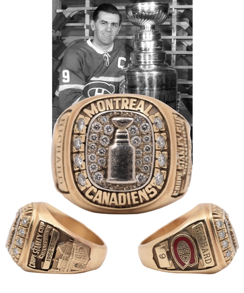 Maurice Richard 1956-57 Montreal Canadiens Stanley Cup Championship 10K Gold and Diamond Tribute Ring From Family