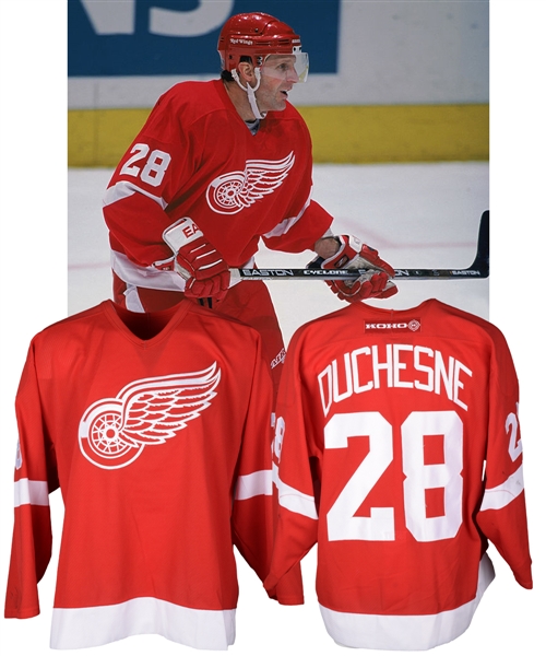 Steve Duchesnes 2000-01 Detroit Red Wings Game-Worn Playoffs Jersey 