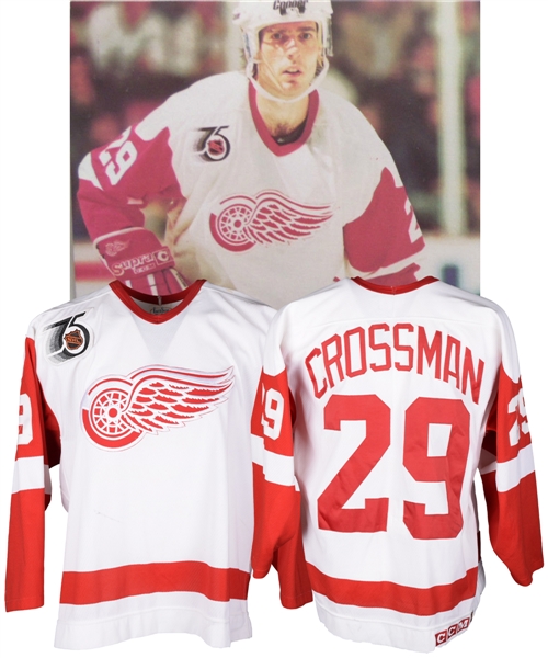 Doug Crossmans 1991-92 Detroit Red Wings Game-Worn Jersey - 75th Patch!