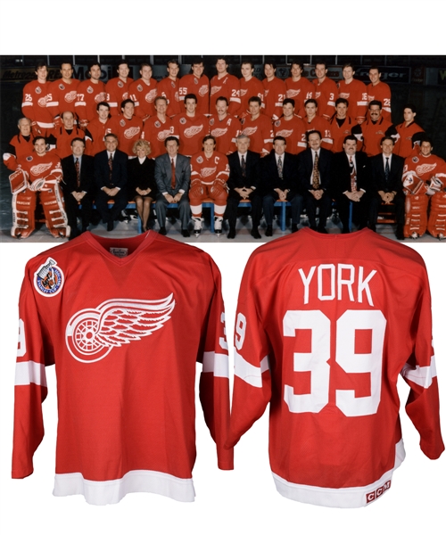 Jason Yorks 1992-93 Detroit Red Wings Game-Worn Jersey - Centennial Patch!