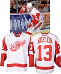 Vyacheslav Kozlovs 2000-01 Detroit Red Wings Game-Worn Playoffs Jersey - Team Repairs!