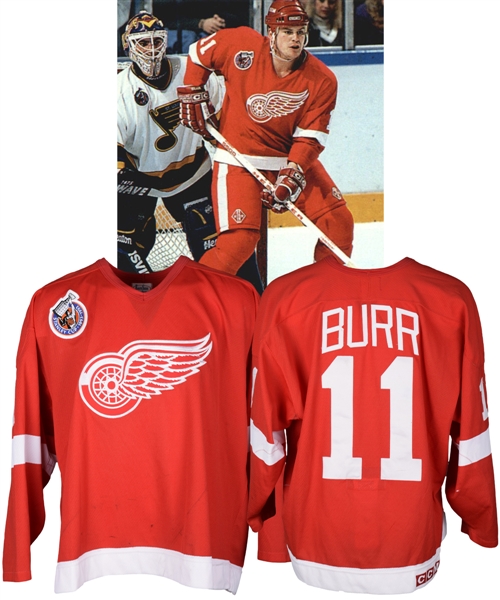 Shawn Burrs 1992-93 Detroit Red Wings Game-Worn Playoffs Jersey - Centennial Patch!