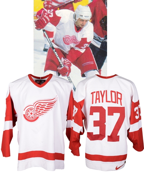 Tim Taylors 1996-97 Detroit Red Wings Game-Worn Jersey - Nice Game Wear!