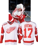 Doug Browns 1999-2000 Detroit Red Wings Game-Worn Jersey - 2000 Patch! - Team Repairs!