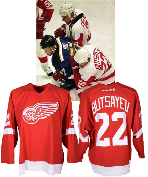 Yuri Butsayevs 2001-02 Detroit Red Wings Game-Worn Jersey