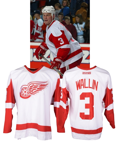 Jesse Wallins 2002-03 Detroit Red Wings Game-Worn Jersey - Team Repairs!