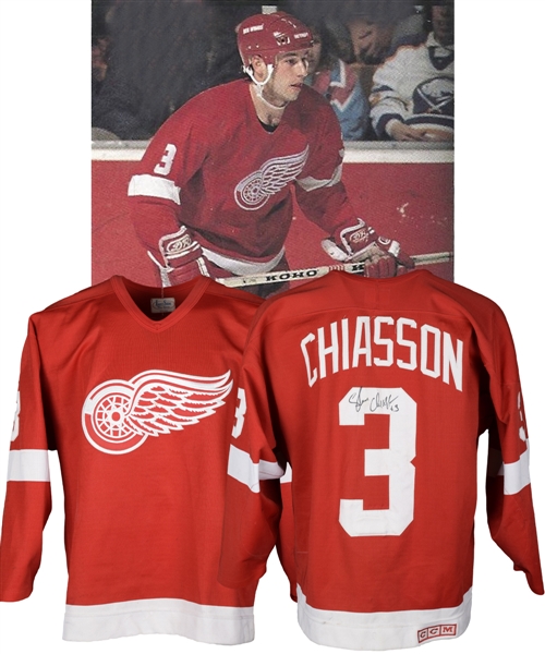 Steve Chiassons 1989-90 Signed Detroit Red Wings Game-Worn Jersey