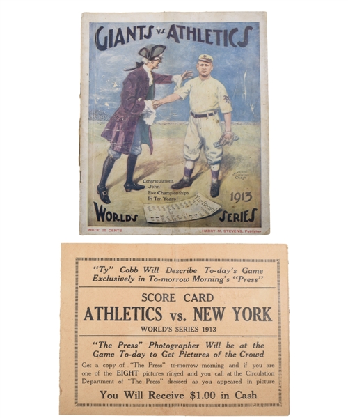 1913 World Series Program and Scorecard (New York and Philadelphia) - Philadelphia Athletics vs New York Giants