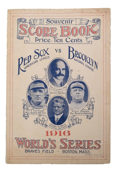 1916 World Series Program (Boston) - Boston Red Sox vs Brooklyn Robins - Clinching Game 5 Program!