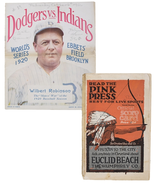 1920 World Series Programs (2) (Cleveland and Brooklyn) - Cleveland Indians vs Brooklyn Robins (Dodgers)
