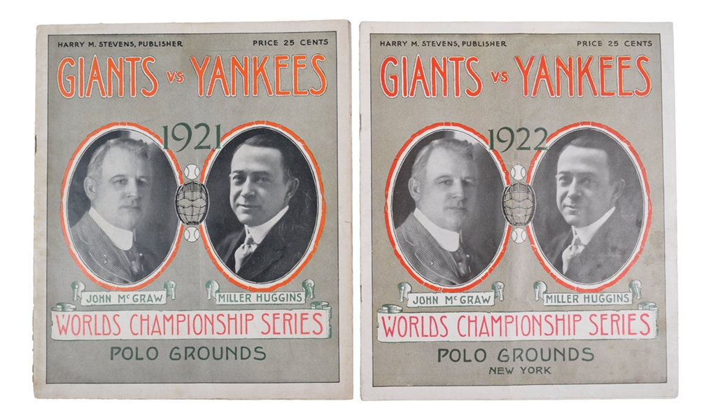 1921 and 1922 World Series Programs (2) - New York Yankees vs New York Giants