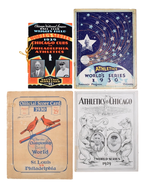 1929 and 1930 World Series Programs (4) (Philadelphia, Chicago and St. Louis) - Philadelphia Athletics vs Cubs/Cardinals
