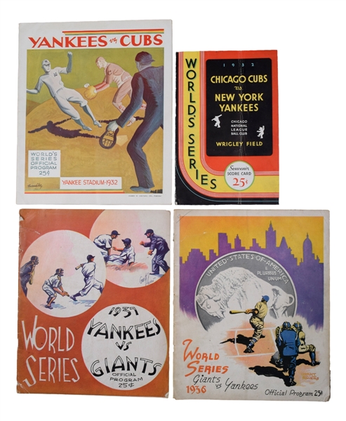 1932, 1936 and 1937 World Series Programs (4) (New York and Chicago) - New York Yankees vs Cubs/Giants