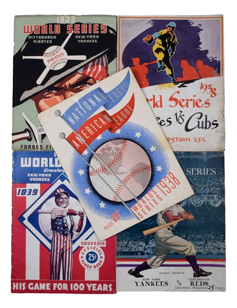 1938 and 1939 World Series Programs (5) (New York, Chicago, Cincinnati and Pittsburgh Phantom) - New York Yankees vs Cubs/Reds