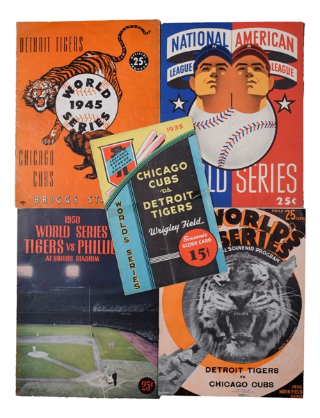 1935 and 1945 World Series Programs (4) (Detroit and Chicago) - Detroit Tigers vs Chicago Cubs Plus 1950 Phantom Program Cover