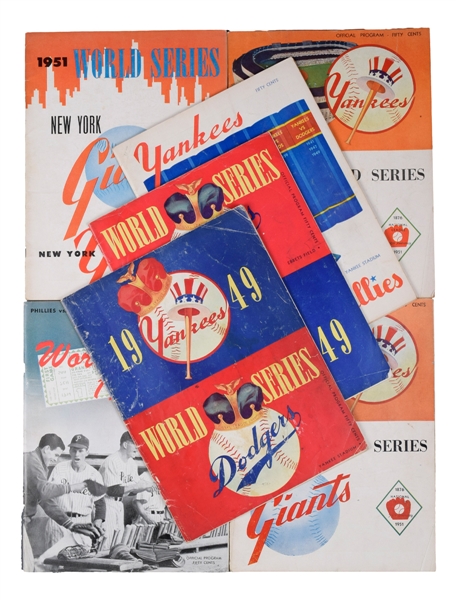 1949, 1950 and 1951 World Series Programs (7) (New York, Brooklyn and Philadelphia) - New York Yankees vs Dodgers/Phillies/Giants