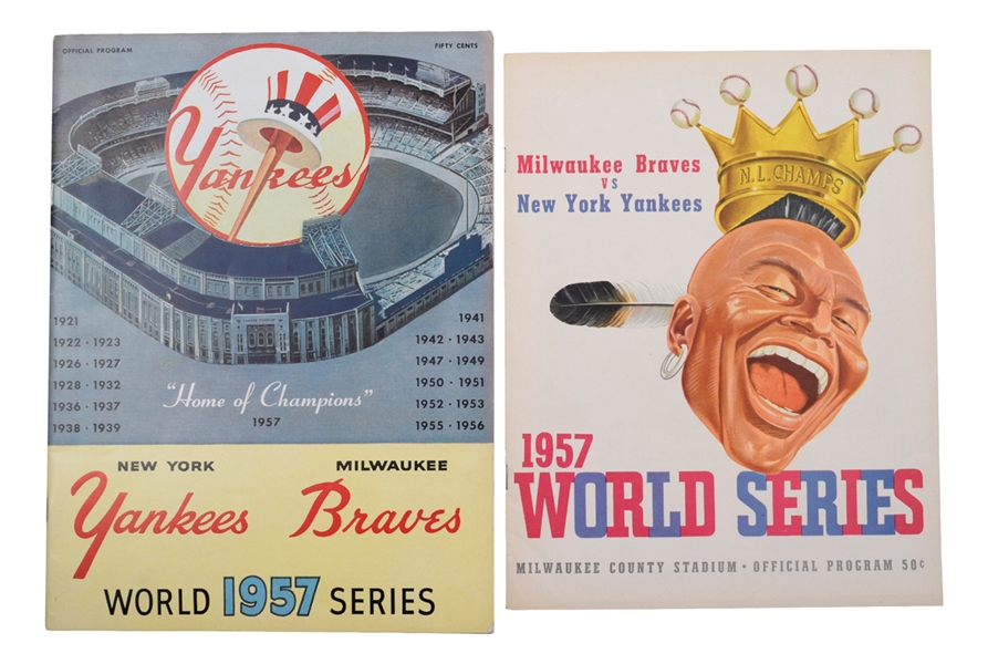 1957 World Series Programs (2) (Milwaukee and New York) - Milwaukee Braves vs New York Yankees