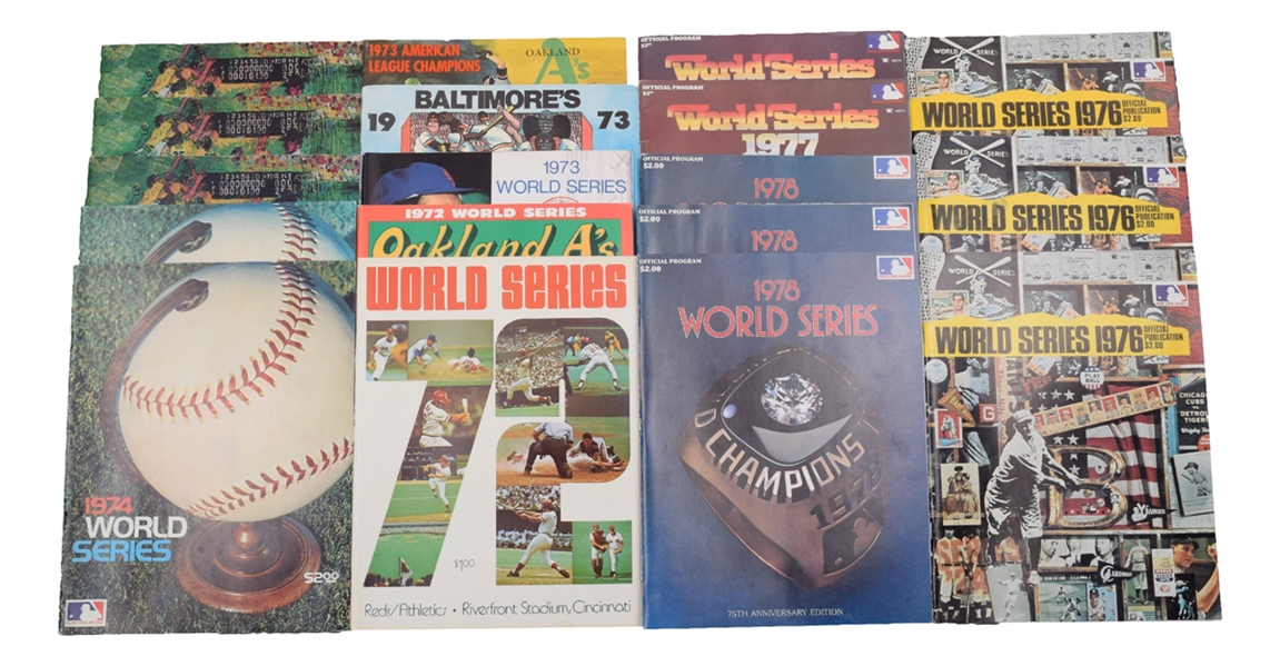 1972-78 World Series Programs (19) - World Series Champions Oakland Athletics, Cincinnati Reds and New York Yankees