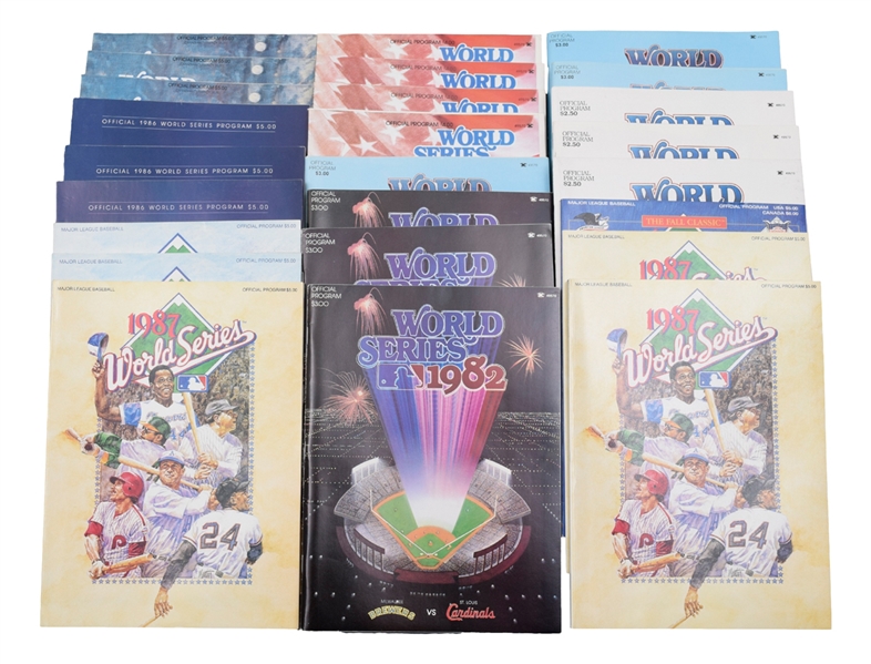 1980-89 World Series Programs (25) - World Series Champions Phillies, Dodgers, Tigers, Royals, Mets, Twins and Athletics