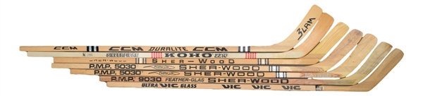 Hockey HOFers and Stars Game-Issued Stick Collection of 7 With Messier, Clarke and Hawerchuk