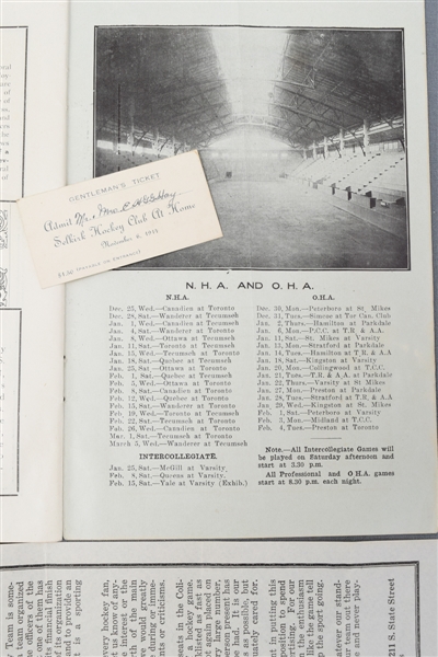 1913 Program with NHA Schedule, 1914 Selkirk Hockey Match Ticket and Circa 1926-27 Chicago Black Hawks Inaugural Season Pamphlet