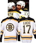 Milan Lucics 2014-15 Boston Bruins Game-Worn Jersey with LOA - Team Repairs! - Photo-Matched!