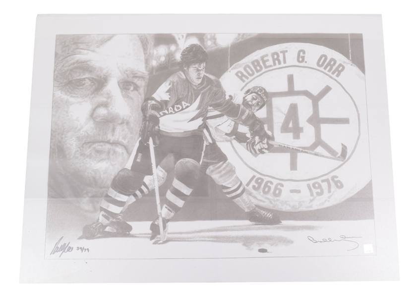 Bobby Orr Signed 1976 Canada Cup Team Canada Limited-Edition Robb Scott Print #34/79 with GNR COA (26" x 34")