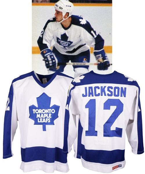 Jeff Jacksons 1986-87 Toronto Maple Leafs Game-Worn Jersey - Clancy Patch!