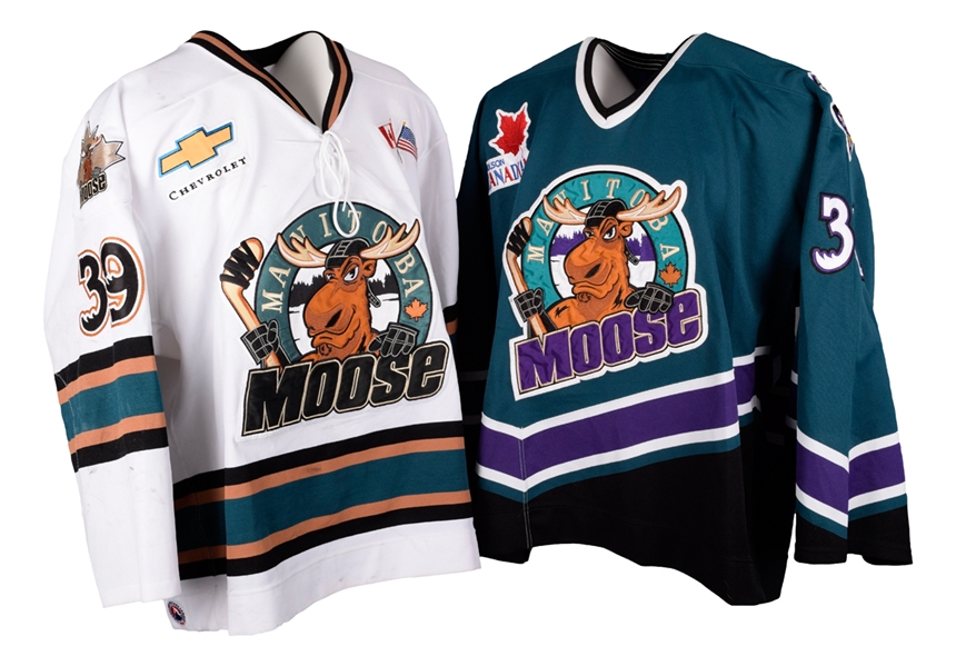Ken Wreggets and Jason Cipollas Early-2000s IHL/AHL Manitoba Moose Game-Worn Jerseys