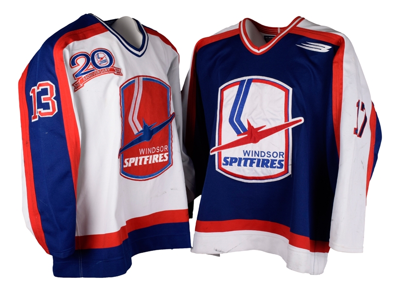OHL Windsor Spitfires 1994-95 and 1999-2000 Game-Worn Jerseys - 20th and 25th Anniversary Patches