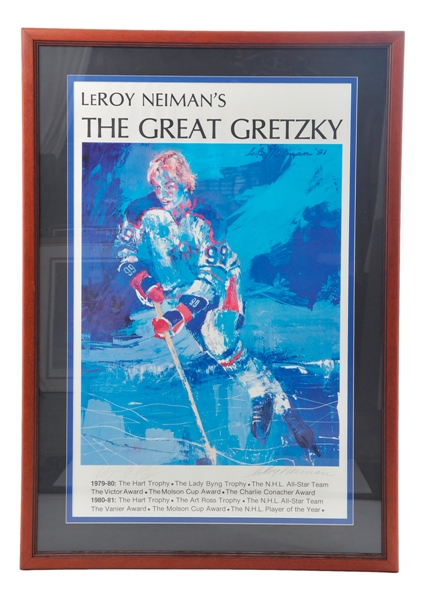 LeRoy Neimans 1981 "The Great Gretzky" Framed Poster Signed by Neiman and Gretzky (30" x 42") 