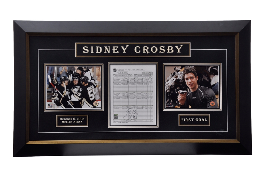 Sidney Crosby Signed Pittsburgh Penguins NHL First Goal Framed Display from Frameworth  (24" x 42")
