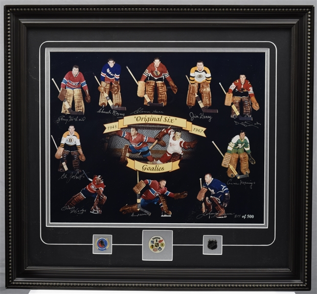 "Original Six" Goalies Multi-Signed Limited-Edition Photo #314/500 with LOA (25 ½” x 27 ½”)