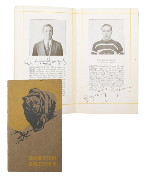 Boston Bruins 1926-27 Team-Signed Media Guide by 12 with Deceased HOFers Ross, Adams, Cleghorn, Oliver and Shore