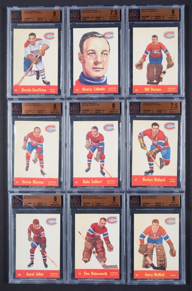 1955-56 Parkhurst BVG-Graded Hockey Card Collection of 17 with Richard, Beliveau and Morenz - 15 of 17 are Highest Graded!