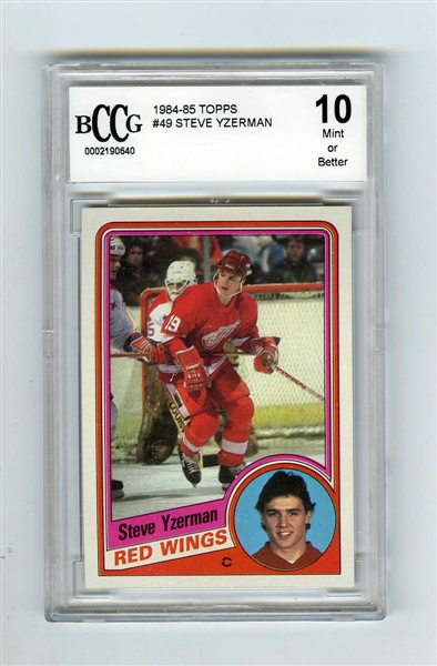 1984-85 Topps #49 HOFer Steve Yzerman RC - Graded BCCG 10